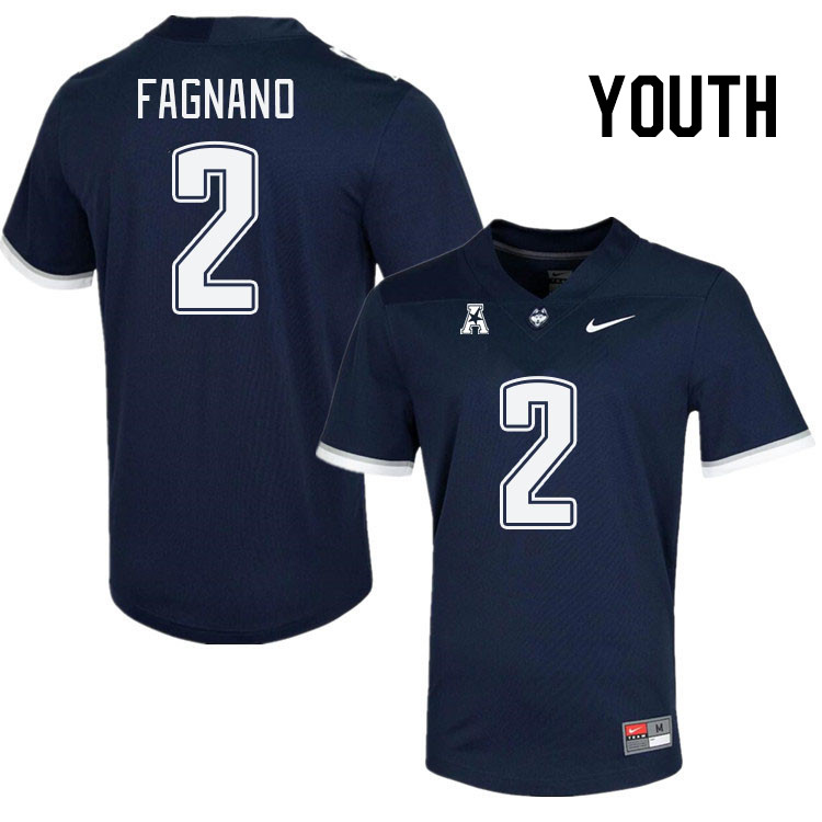 Youth #2 Joseph Fagnano Connecticut Huskies College Football Jerseys Stitched Sale-Navy